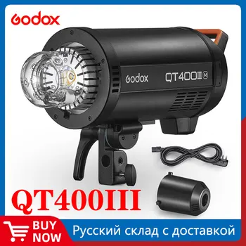 Godox QT400III 400W GN65 1/8000s Высокоскоростная Студийная вспышка Синхронизации, Стробоскоп, Встроенная Беспроводная система 2.4 G + Светодиодная Моделирующая лампа мощностью 40 Вт