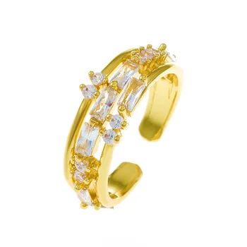 Изящное геометрическое кольцо для женщин, простые Модные Многослойные Инкрустированные Цирконием Регулируемые кольца, Ювелирные изделия, Подарки для подружек на вечеринку 2023