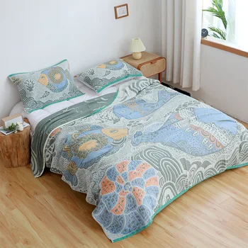 Летнее тонкое одеяло для дивана размером 150x200 см, хлопчатобумажное полотенце, четыре слоя марли, одеяло в этническом стиле, приятное для кожи и мягкое