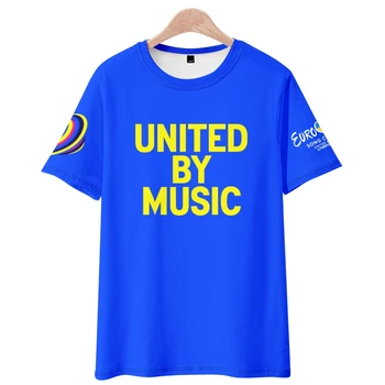 Футболка для Евровидения United By Music 2023 Конкурс песни Евровидение С круглым вырезом И коротким рукавом, Мужская Женская футболка, Модная Одежда