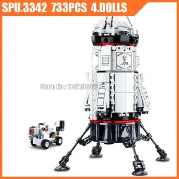 0738 733шт Космическая станция спутник Лунный спускаемый аппарат космический корабль шаттл строительные блоки игрушечный кирпич