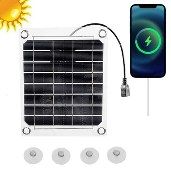 10 Вт Двухсторонняя солнечная панель для производства электроэнергии, туристическая солнечная панель для зарядки мобильного телефона через USB из монокристаллического кремния
