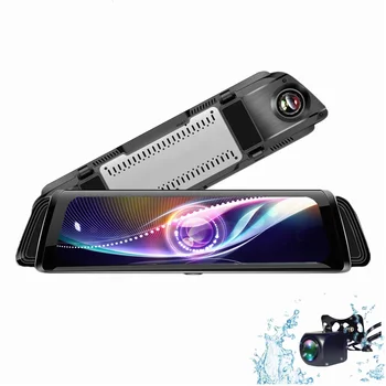 10-дюймовый сенсорный экран, зеркало с двумя объективами, двойная видеорегистраторная камера, автомобильный рекордер, камера 1080p FHD спереди и сзади