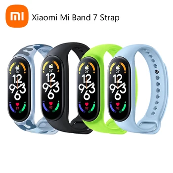 100% Оригинальный Ремешок Для Часов Браслет Для Xiaomi Mi Band 7 Камуфляжные Светящиеся Силиконовые Сменные Браслеты на Mi7 miband 7 Ремешок