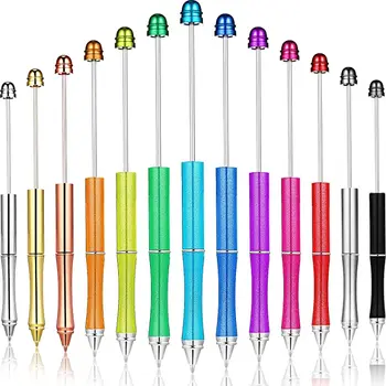 10шт Объемных металлических шариковых ручек для поделок из бисера Шариковая ручка Шариковая ручка с черными чернилами Ручка-роллер для детей студентов