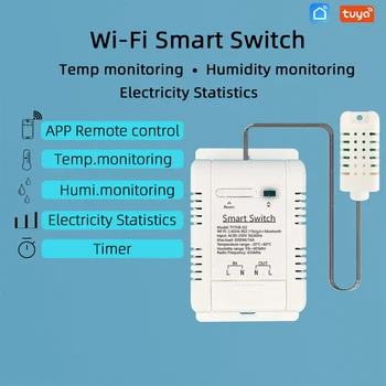 16A Tuya Smart WiFi Переключатель датчика температуры и влажности в доме Приложение дистанционного управления Работает с ALEXA Google Assistant