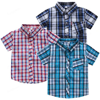 2/3 шт./лот, детская одежда, клетчатая рубашка для мальчиков, хлопковая летняя корейская детская одежда, школьный топ для детей, топы для маленьких мальчиков, стиль