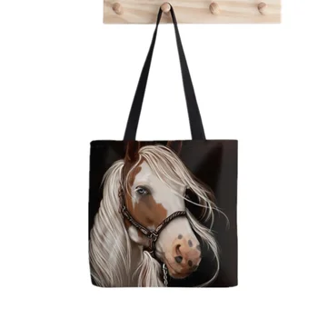 2021 Shopper Soul Seeker Horse Art printed Tote Bag женская сумка-шоппер в стиле Харадзюку для девочек, сумка для покупок на плечо, Женская Холщовая сумка