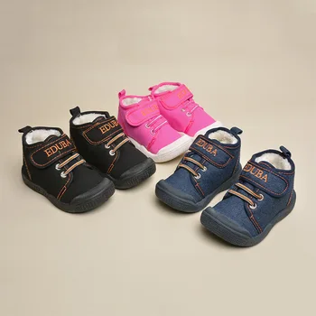 2022 г., Высококачественные джинсовые детские ботинки, модные парусиновые ботинки с буквенной вышивкой для девочек и мальчиков, утепленная бархатная зимняя обувь для детей F10314