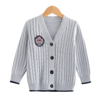 2022 Новый весенне-осенний детский кардиган, вязаный хлопковый свитер для мальчиков и девочек, свитер с V-образным вырезом, свободное пальто от 2 до 10 лет