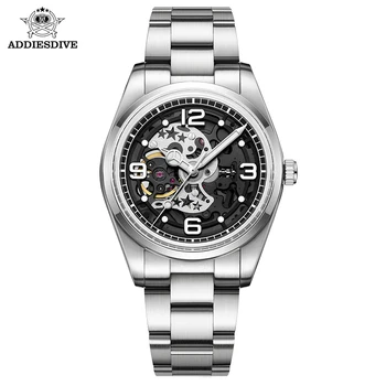 2023 Addiesdive Skeleton Watch Автоматические Мужские Часы AD2111 NH38 Механизм Сапфировый 38 мм Механические Роскошные Часы Из Нержавеющей Стали 100M
