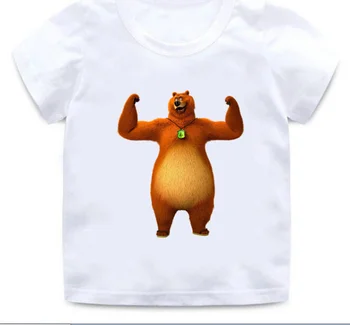 2023 Детские забавные футболки с рисунком Медведя Гризли и Лемминга, летние детские топы с короткими рукавами, одежда для девочек