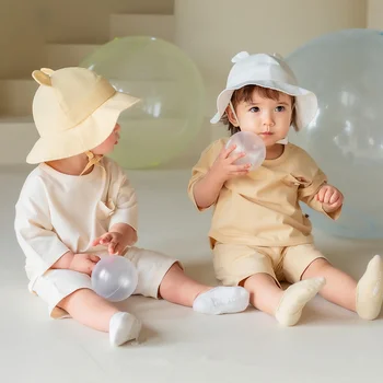 2023 Летние повседневные детские комплекты Унисекс, однотонные шорты с короткими рукавами, костюм для мальчиков и девочек, удобный топ и брюки