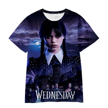 2023 Новая футболка с 3D-принтом Wednesday Addams Для мужчин, женщин и детей, Летняя повседневная одежда в новом стиле, футболки-топы