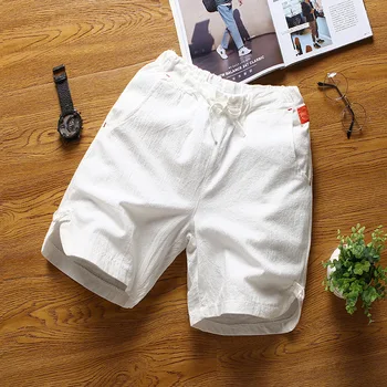 2023 новые летние мужские шорты из хлопка и льна, мужские укороченные брюки, пляжные брюки, однотонные брюки