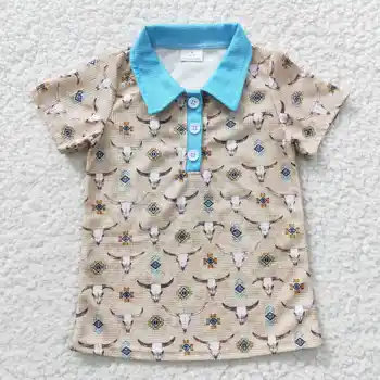 2023 Новый дизайн Оптом RTS Летние Детские футболки с коротким рукавом Футболки Поло для малышей Топы с принтом Коровы для мальчиков