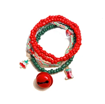 2023 Новый Рождественский набор браслетов из бисера, Красочный браслет-колокольчик из рисового бисера, праздничный подарок оптом