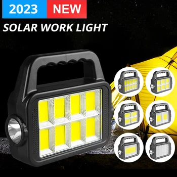 2023 Новый Солнечный светодиодный фонарь для кемпинга мощностью 1000 Вт, рабочие фонари COB, водонепроницаемые фонари, USB-перезаряжаемый прожектор для кемпинга, пеших прогулок