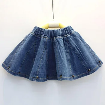 2023 Юбки для девочек, джинсовая юбка для маленьких девочек, джинсовая юбка для малышей, летний стиль, милые юбки для младенцев, детские юбки с заклепками, Детские