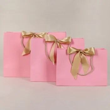 20шт 28*9*20 см Большой Бумажный Подарочный Пакет Розового Зеленого Белого Цвета Подарочная Коробка Сумка С Лентой Ручка Для Одежды Вечерние Сумки Для Подарков