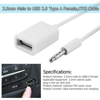 3,5 мм разъем Аудио AUX для подключения кабеля USB 2.0 Type A для подключения кабеля OTG