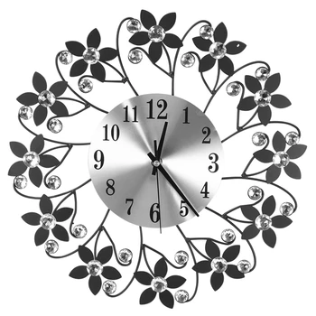 3D настенные часы, круглые лепестки листьев, металлические настенные часы, циферблат с арабскими цифрами, декоративные часы для гостиной, спальни, офиса