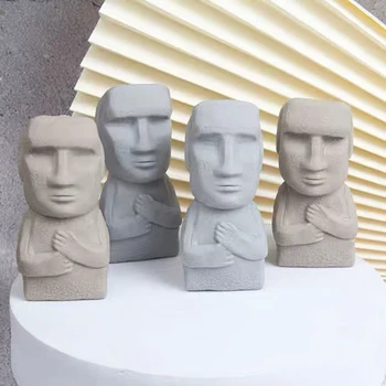 3D Портрет Моаи Силиконовая Форма Цемент Гипсовая Свеча Капля Клей Глиняная Смола DIY Украшения