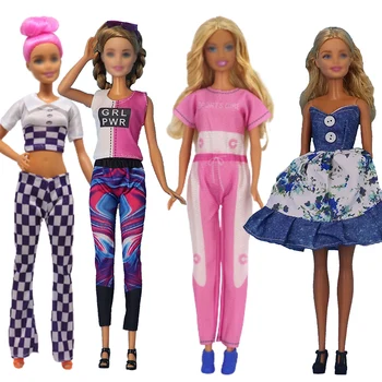 4 шт./компл., Новейший модный наряд для куклы, футболка, Брюки, юбка, мини-платье, повседневная одежда для куклы Барби, аксессуары, детская игрушка