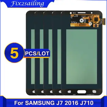 5 шт. Оригинальный Super Amoled Для Samsung Galaxy J7 2016 J710 SM-J710F J710M J710H ЖК-дисплей С Сенсорным Экраном и Цифровым Преобразователем в сборе