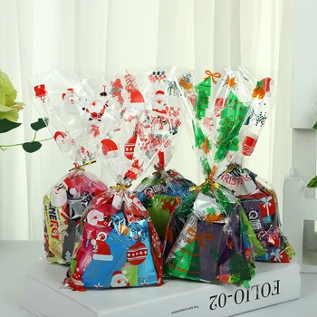 50 шт. Пластиковый пакет для конфет, сумки для дня рождения, Рождественская подарочная упаковка для конфет своими руками