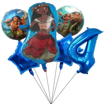 6шт. Воздушные шары из фольги Disney Moana, тематика Blue Moana, украшения для дня рождения, декор для душа ребенка, Воздушные шары для детской вечеринки