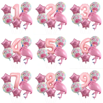 6шт Гавайский набор воздушных шаров с фламинго 32 дюйма Количество воздушных шаров 0-9 лет Детский душ Для девочек День рождения Свадебная вечеринка Decoation