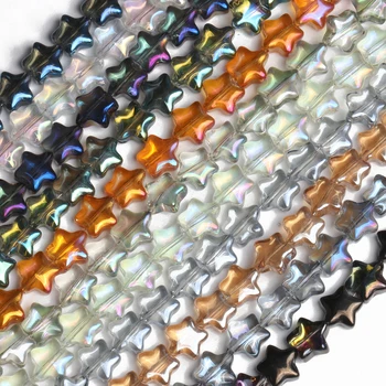 AB Цветные плоские Звездчатые кристаллы Стеклянная прокладка Россыпные бусины Натуральный камень для изготовления ювелирных изделий DIY Браслеты Аксессуары для ожерелья 8x8 мм