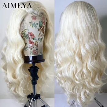 AIMEYA Светлые волосы, синтетический кружевной парик, длинная объемная волна, синтетические парики для женщин, натуральная линия роста волос с волосами младенца, используемый парик для косплея