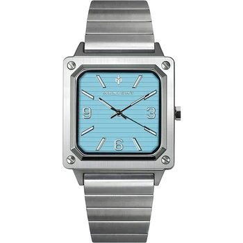 AKNIGHT Новые мужские часы кварцевый механизм деловые водонепроницаемые часы из нержавеющей стали с квадратным циферблатом и датой