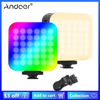 Andoer RGB LED Video Light Двусторонний Зажим на светодиодной Заливке 2500 K-9000 K 24 Световых Эффекта для Прямой трансляции Селфи-Видеоблога