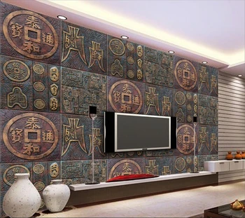 Beibehang Пользовательские Обои Европейский Стиль Китайский Рельеф 3D Бронзовый ТВ Фон Гостиная Спальня Фреска 3d обои для стены
