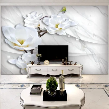 beibehang Пользовательские обои Европейский стиль 3D трехмерный мраморный белый цветок ТВ фон обои для домашнего декора фотообои