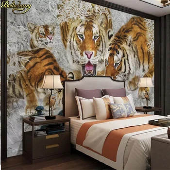 beibehang Пользовательские современные обои с изображением тигра, Настенные росписи животных, обои для домашнего декора, настенные обои для гостиной, спальни, пола