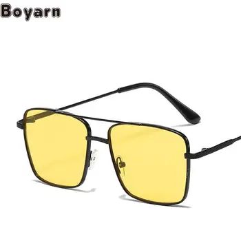 Boyarn Fashion Новый стиль Квадратный тренд Индивидуальность Металлические очки с градиентом Мужские солнцезащитные очки для отдыха на открытом воздухе Солнцезащитные очки