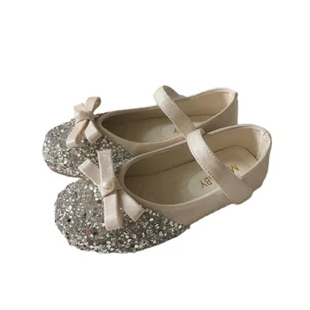 CAPSELLA/ повседневная обувь с блестками для маленьких девочек; модные кроссовки на плоской подошве с застежкой-петлей; размеры 21-30