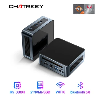 Chatreey AN1P AN2P Мини-ПК Ryzen 5 5600H R7 5800U Игровой Настольный компьютер NVME SSD WIFI6 HDMI DP Windows 11 Pro