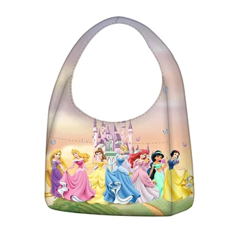 Disney Snow White Princess Tote Многоразовые сумки через плечо, женские повседневные сумки, портативная сумка для покупок для девочек, дорожная сумка