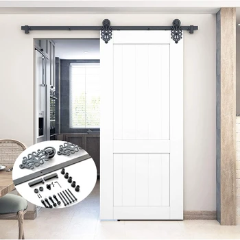 DIYHD TSQ72 5,5-футовый декоративный роликовый Черный Комплект оборудования для раздвижного сарая, одинарная 1 дверь, прост в установке, дверь в комплект не входит