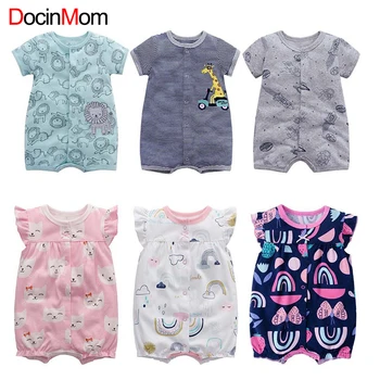 Docinmom/ Летние детские комбинезоны длиной 6-24 м, хлопковая одежда для маленьких девочек и мальчиков, повседневная пижама Bebe для малышей, комбинезон для фотосъемки новорожденных