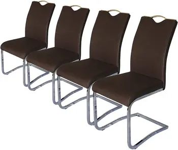 Formwell 4 комплекта обеденного стула с тканевым покрытием, удобным сиденьем из толстого поролона и хромированными ножками с ручкой
