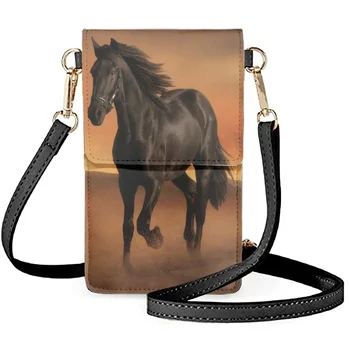 FORUDESIGNS Сумка с рисунком скачущего коня для защиты телефона от 3D-изображений лошадей, сумки через плечо, сумка унисекс по диагонали, универсальная