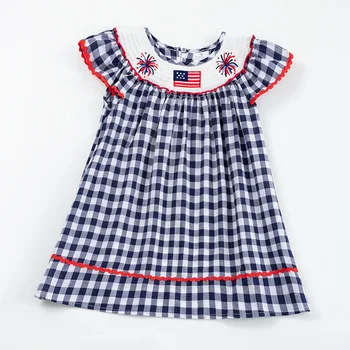 Girlymax, 4 июля, День независимости США, Летнее Клетчатое платье для маленьких девочек выше колена, Детская одежда