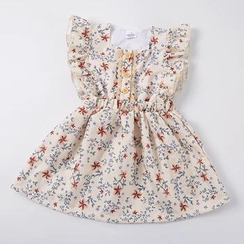 Girlymax Летнее Винтажное платье с цветочным рисунком для маленьких девочек, Кружевная детская одежда длиной до колен с оборками