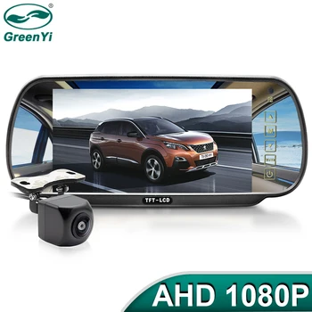 GreenYi 7-дюймовый AHD Автомобильный Зеркальный Монитор 170 ° 1080P AHD Камера Заднего Вида Автомобиля Высокой Четкости IPS Полный Зеркальный Дисплей